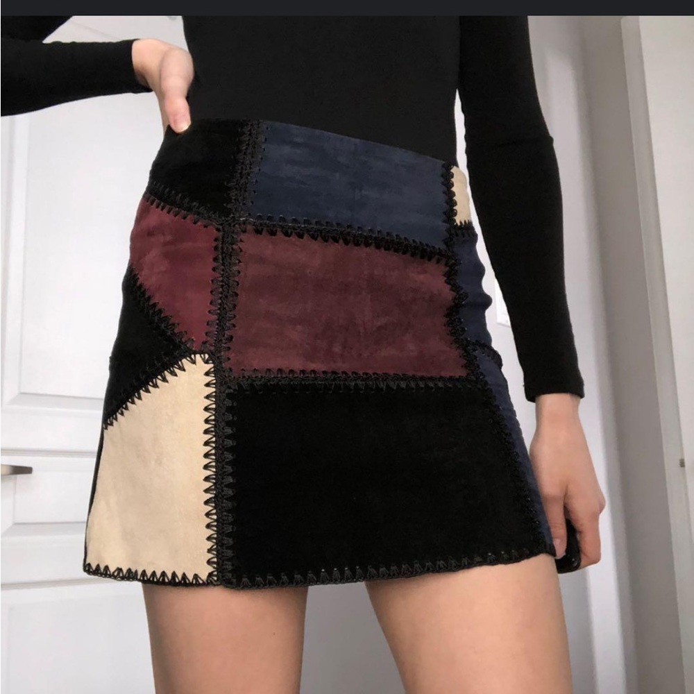 Zara Suede Patchwork Mini Skirt